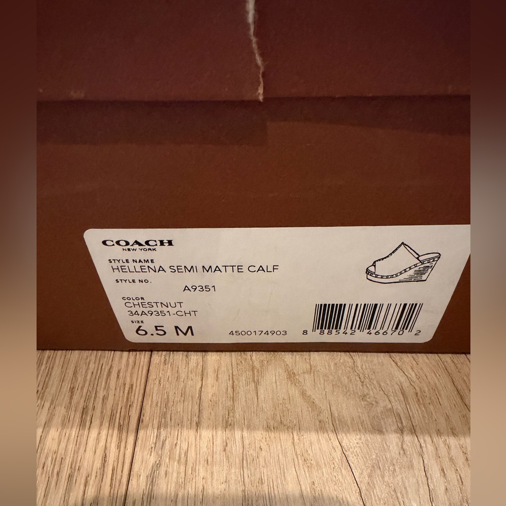 Coach Hellena Brown Leather Platform Wedge Sandals in box -size 6.5 - Picture 4 of 12